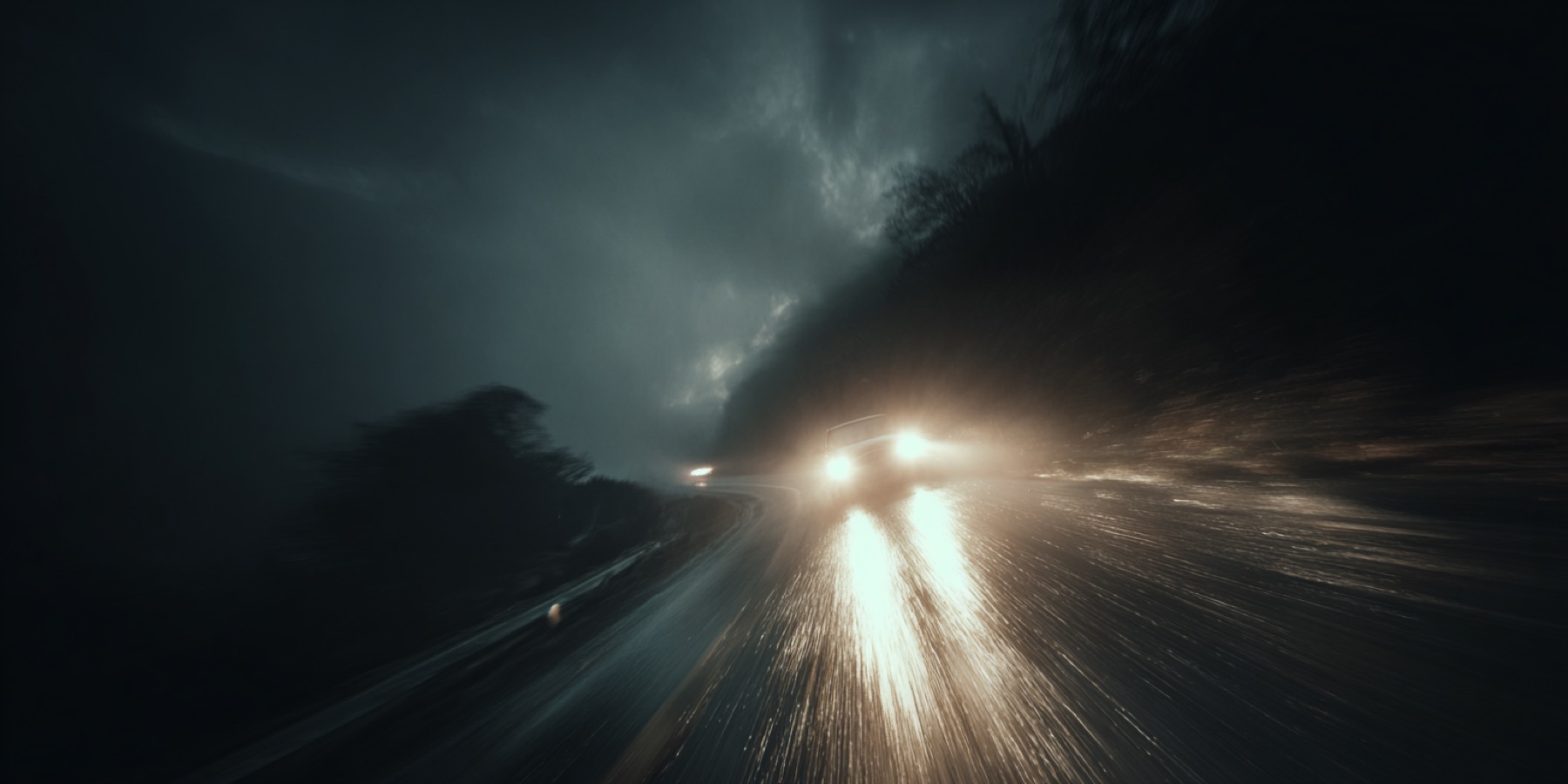 AI car rain road shot
