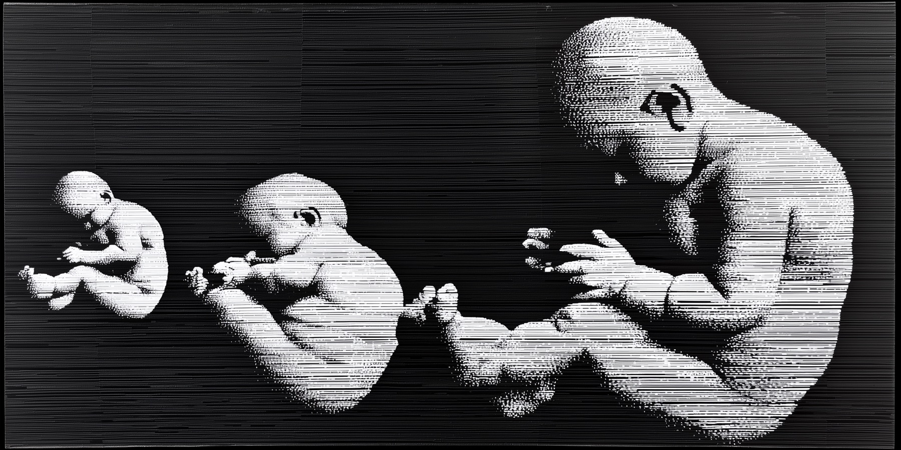 AI fetus triptych artwork