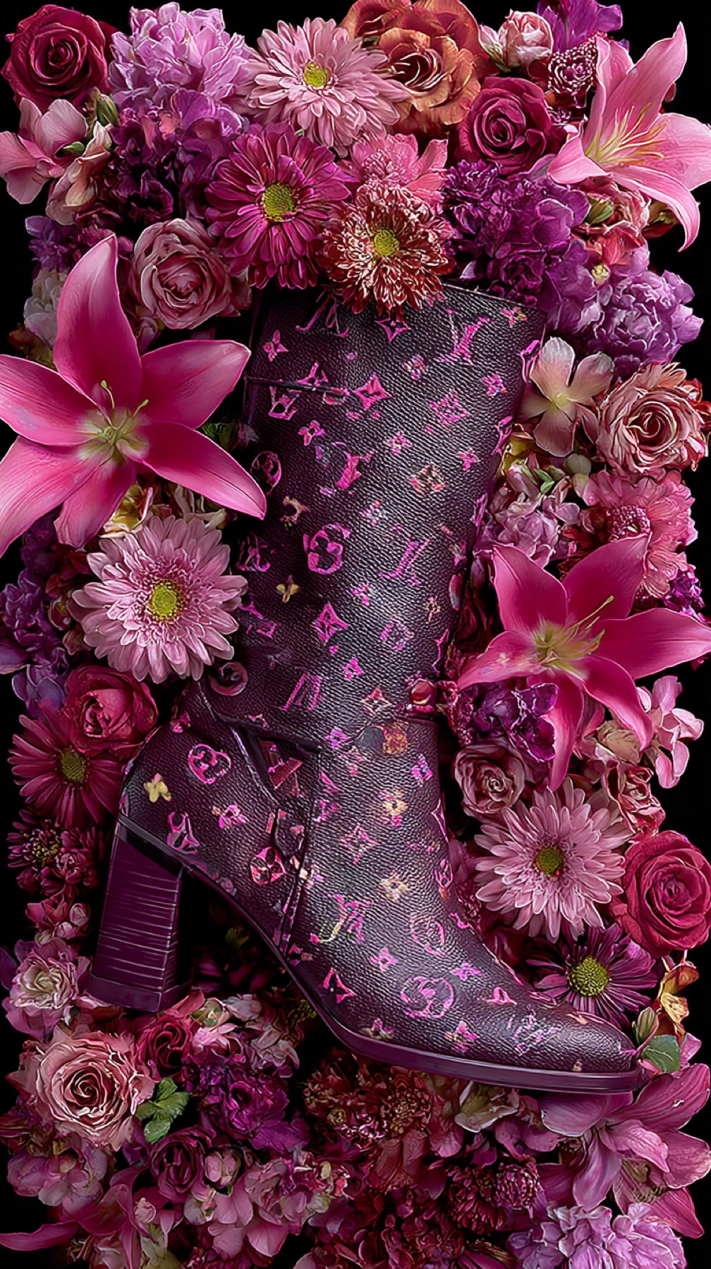 AI floral boot product visual