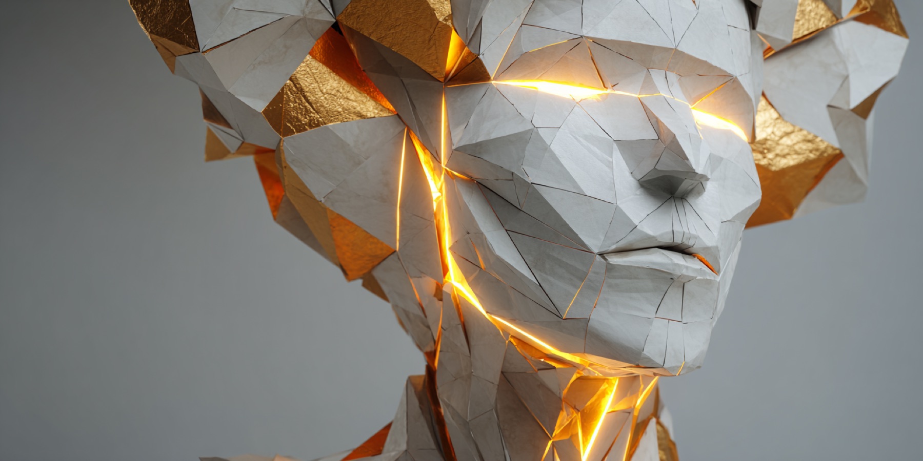 AI low-poly android face