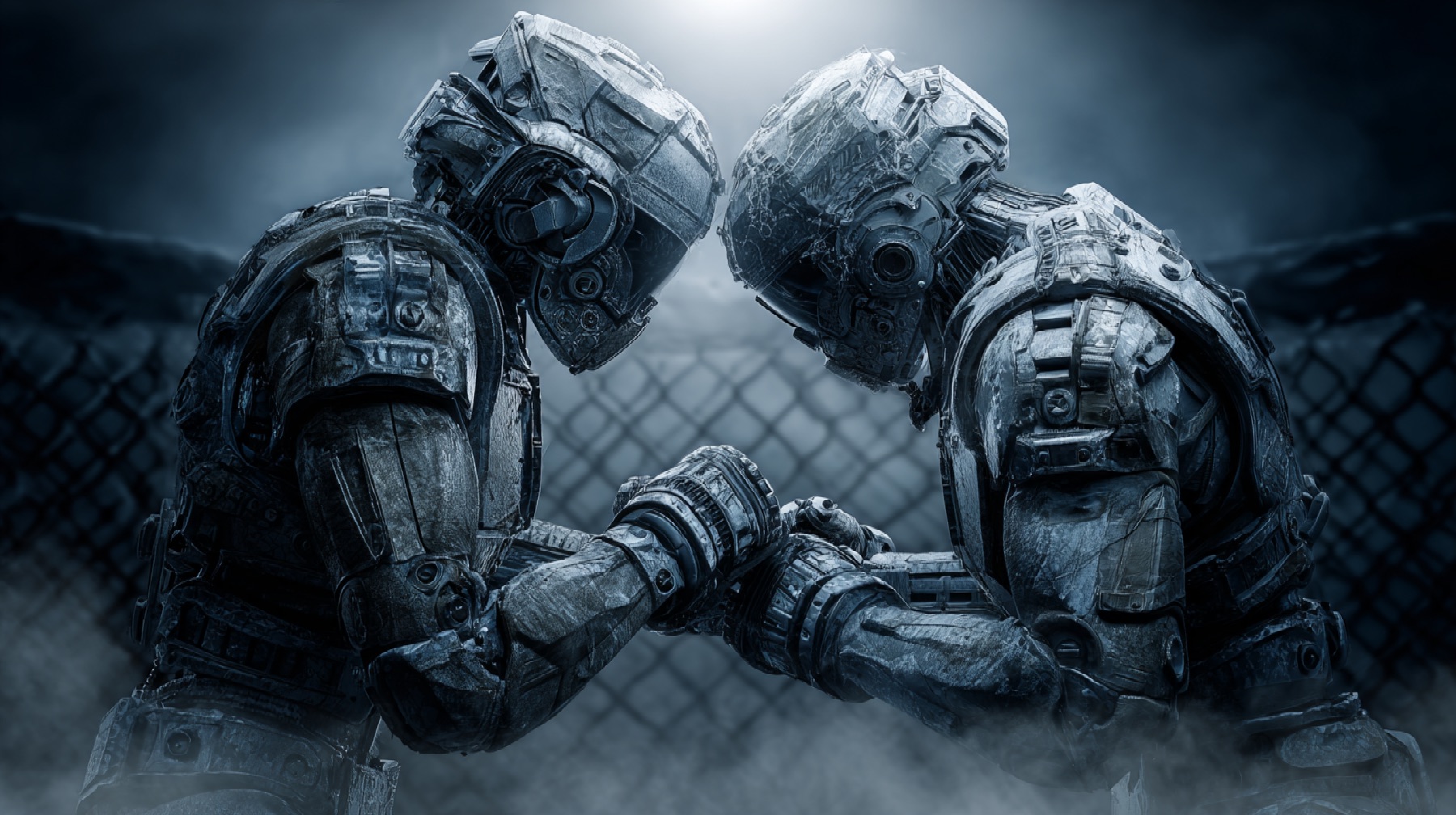 AI robot cage fight visual